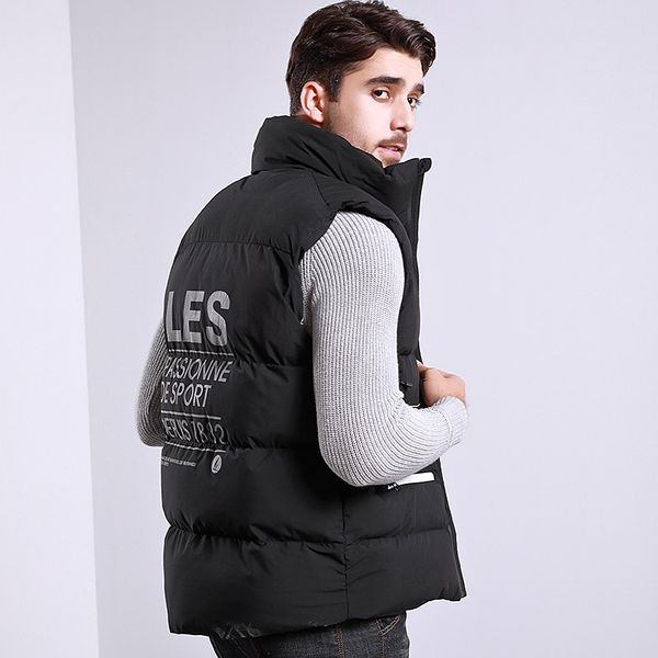 

конструктор мужские жилеты стенд воротник рукавов куртки спорта марка mens casual теплый жилет куртка высокого качества мужская одежда разме, Black;white