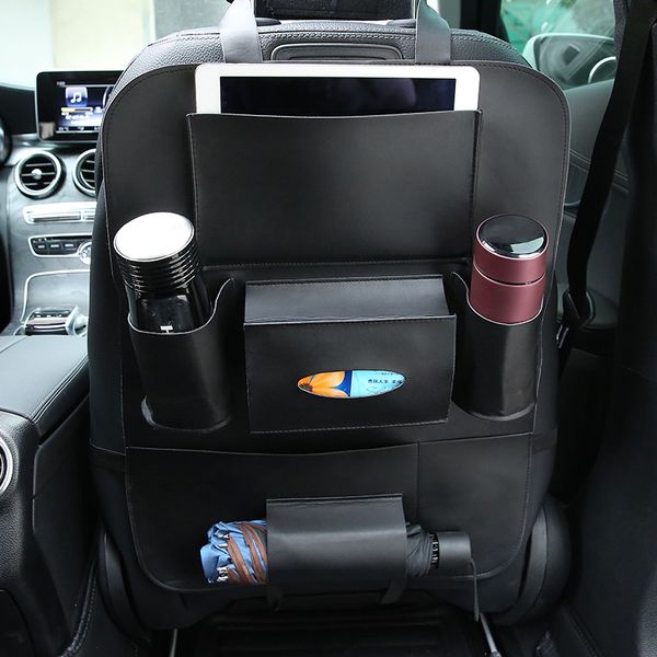 

pu leather pad bag car seat back organizer travel storage bag foldable dining table car seat storage car-styling accessores