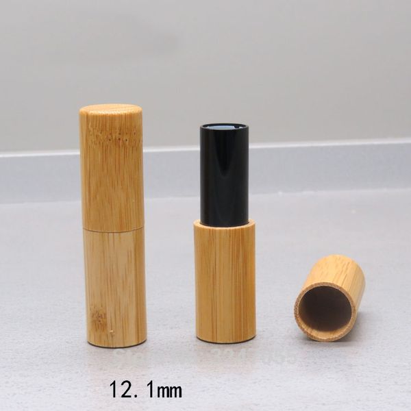 155pcs 4.2g Tubo de 12,1 milímetros Preto Natural Bamboo Professional Batom, DIY cosméticos Lip Balm Bamboo Container, Lip Beleza Maquiagem Tool