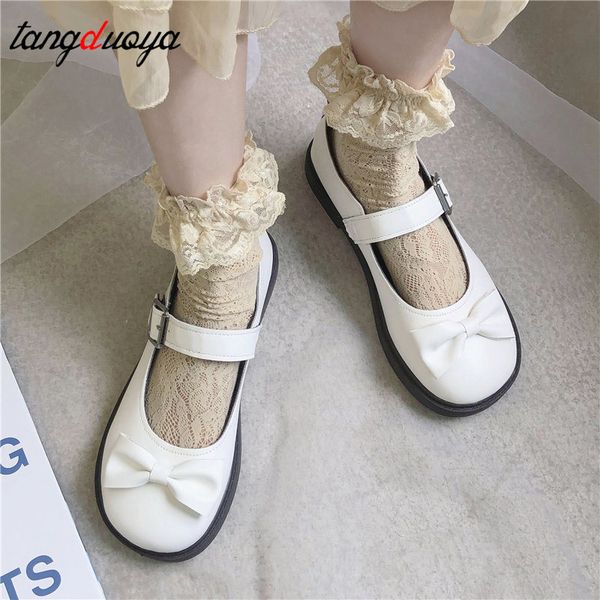 

sweet lolita casual autumn mary janes women ankle strap flats platform shallow buckle round toe creepers lady sweet flat shoes, Black