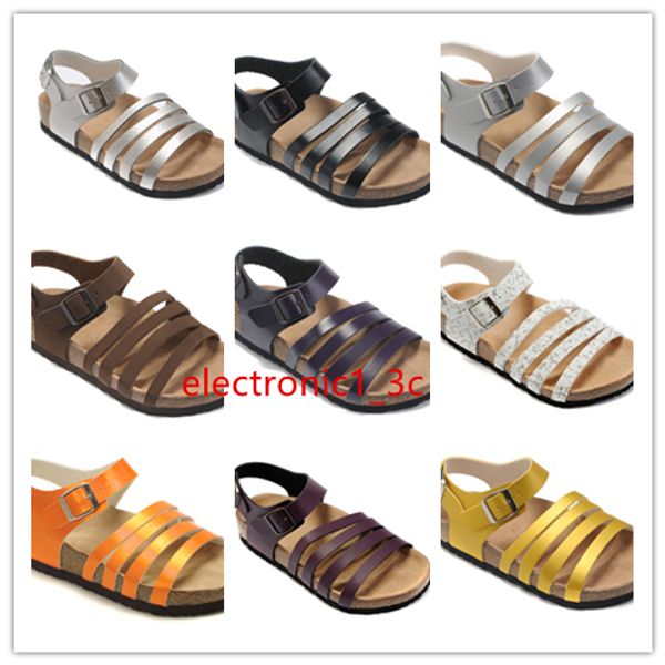 

drop shipping flat heel sandals with buckle for men women wholesale summer beach casual shoes genuine leather slippers