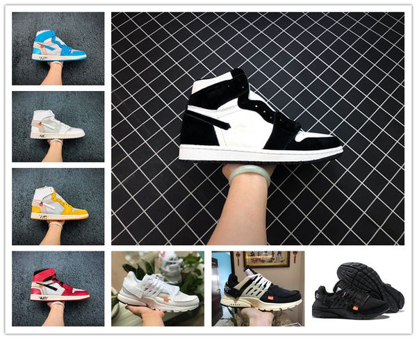 

promotion 2020 new 1 high og chicago basketball shoes obsidian red toe men's women's presto v2 coach designer sneakers, Black