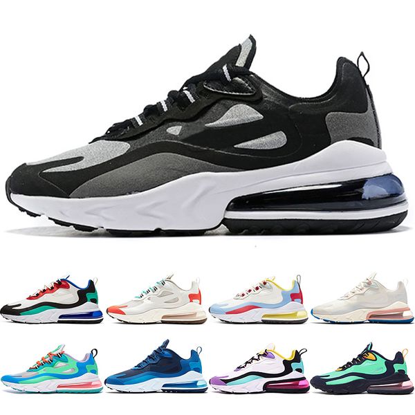 

2019 new bauhaus react men running shoes optical triple black fashion mens womens trainer breathable sports outdoor sneakers 36-45