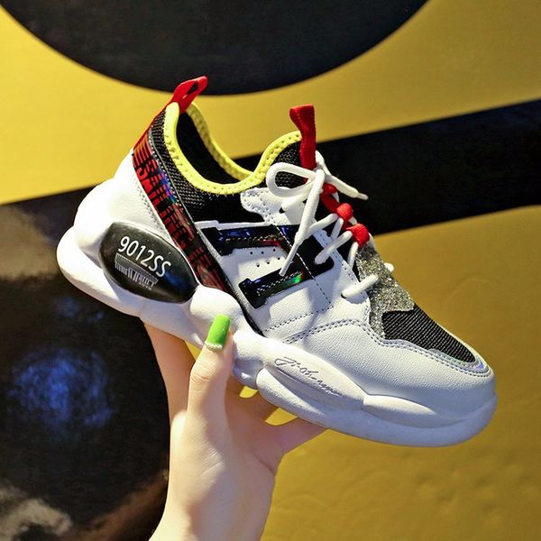 

new 2019 spring autumn women sneakers fashion breathable mesh casual sequins running shoes walking platform shoes woman y2-8