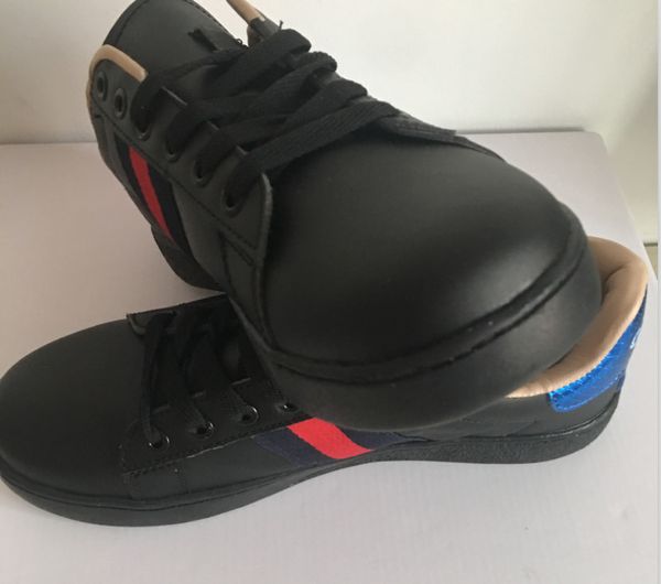 

new designer shoes ace leather sneaker men women classic trainers python tiger bee flower embroidered cock love sneakers, Black