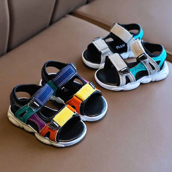 

boys sandals 2020 new fashion girls beach shoes non-slip soft-soled shoes for baby, Black;red