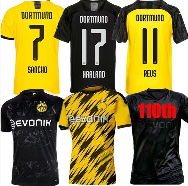 

20 21 thai bvb borussia dortmund 17 haaland 110th bvb jersey 19 20 gotze reus pulisic witsel jersey paco alcacer football shirt men kit sets, Black;yellow