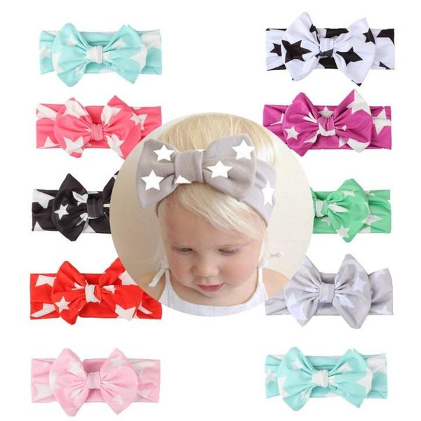 Girls Pretty Star Pattern Printed Bow Headbands For Party Infant