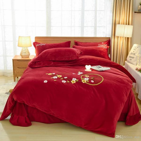 

good quality satin silk bedding sets flat solid color  king size 4pcs duvet cover+flat sheet+pillowcase twin si 5555555555