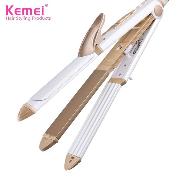 

kemei multi-function electric splint corn perm straight volume dual-use hair straightener straight plate clip adjustable temperature