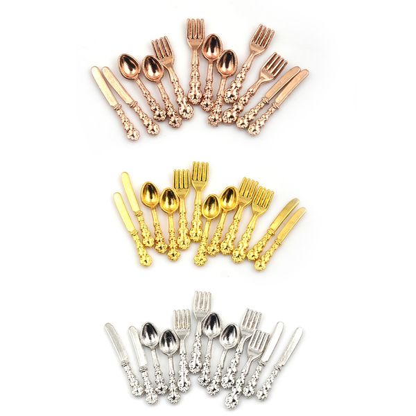 

1set 1:12 fork knife soup spoon tableware simulation kitchen food furniture toys dollhouse miniature accessories