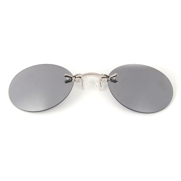 

retro sunglasses round vintage eyewear mirror nose clip mini metal goggle, White;black