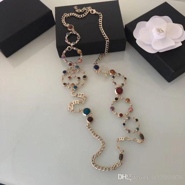 

new with box luxury women's female's ladies stamped number 5 hollow pearls long necklaces sweater chains 2colors, Silver