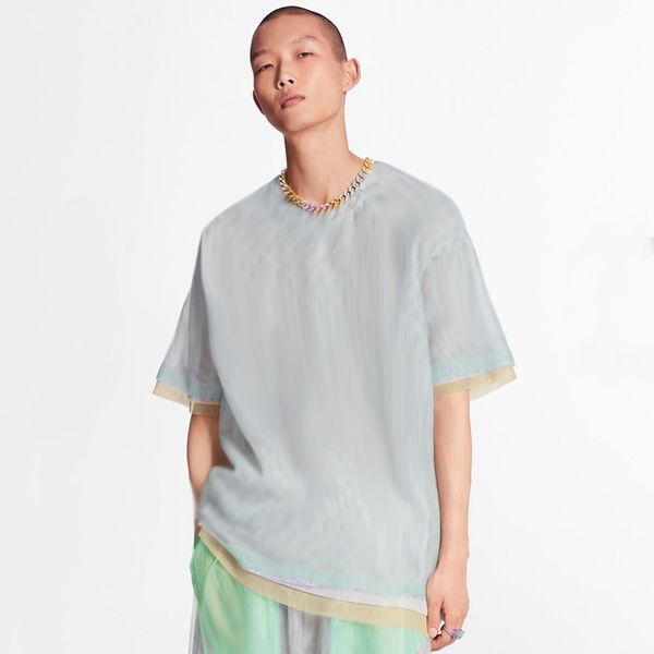 

20ss jacquard monogram silk mesh tee high street crew neck short sleeves men women outdoor travel t-shirt summer breathable tee hfymtx847, White;black
