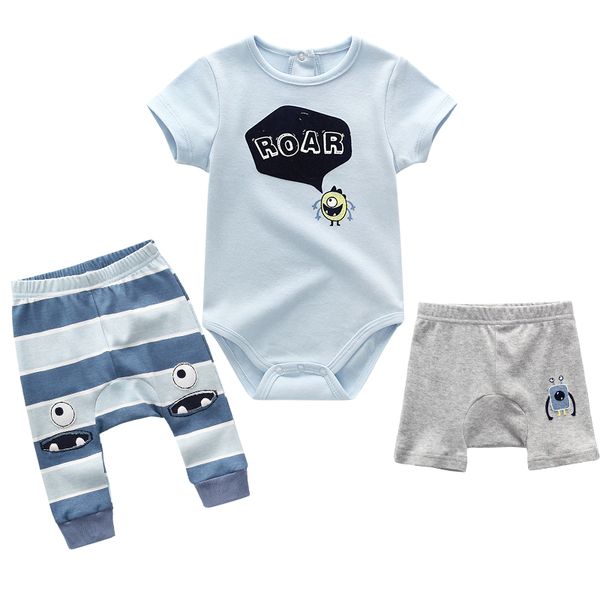 

baby bodysuits boy kids trousers cottongirls clothes suit childern cartoon 3pcs body newborn pants, White