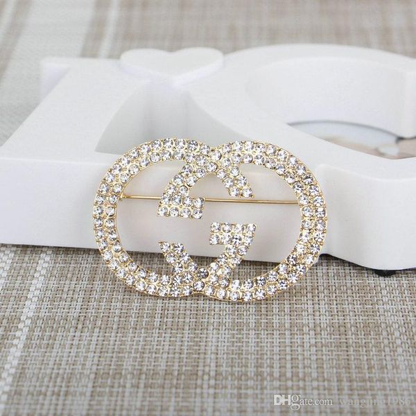 

premium designer new premium diamond encrusted brooch highlighter lettering matching brooch fashion accessory of postage, Gray