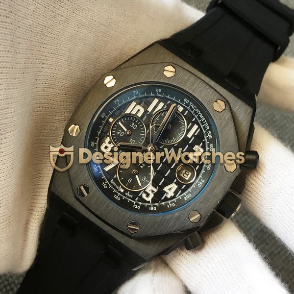 

роскошные часы 45mm спорт человек механические автоматические часы движение конструктор черный матовый чехол желтый серый ремешок наручные ч, Slivery;brown