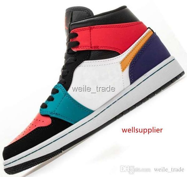 

bred 1 banned 3 toe chicago og 1s mens basketball shoes sneakers purple red black yellow sneakers sports trainers designer chausseures