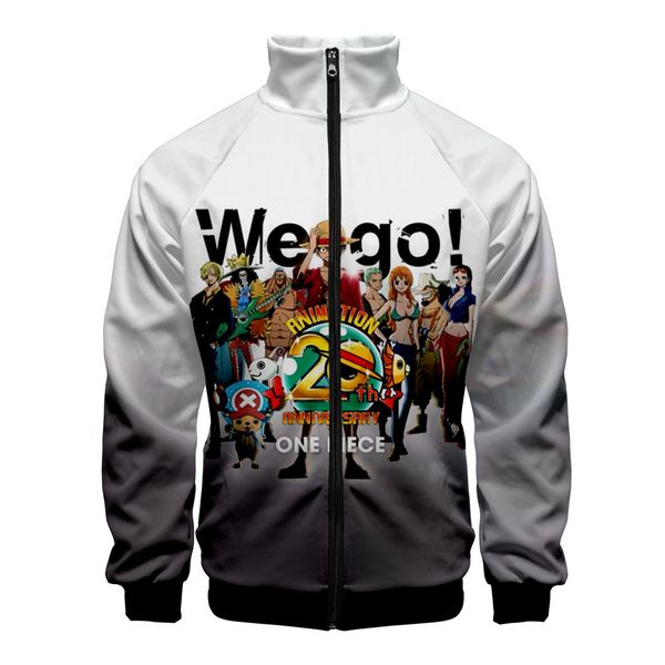 

one piece 3d zipper jacket men/women new fashion classic jacket anime one piece 3d stand collar zipper casual, Black