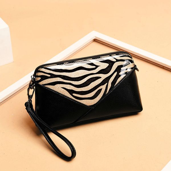 

2020 patent leather handbag female new shoulder bag ladies cowhide summer bag zebra pattern women's clutch