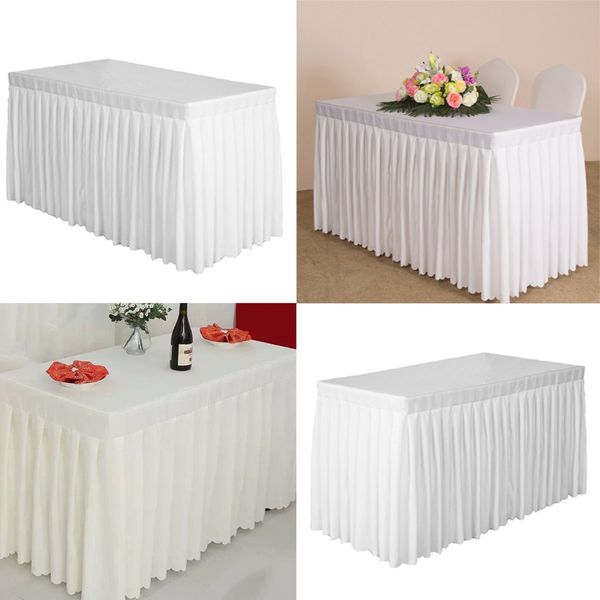 

pack 2pcs premium quality white rectangle 47'' tablecloth table skirt l wedding