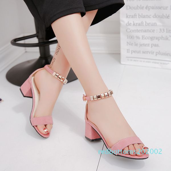 

sandals fashion summer buckle strap high heel versatile women's shoes comfortable women's shoes solid color buckle r02, Black