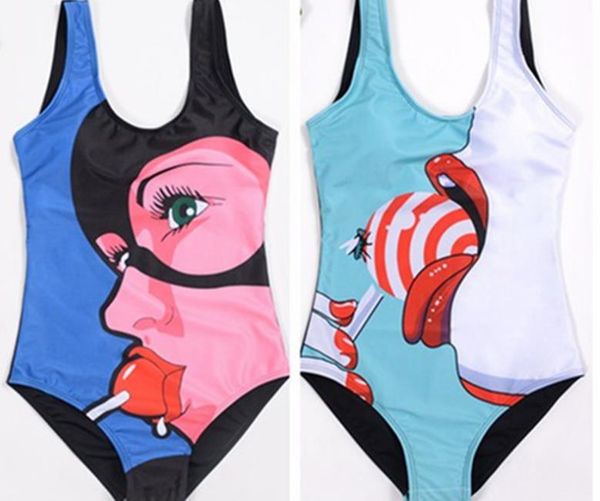 

Casual Sexy Comic Figure Printed Women One Piece Comic Style Bikini Sexy Skinny Swimwear Bathing Suit