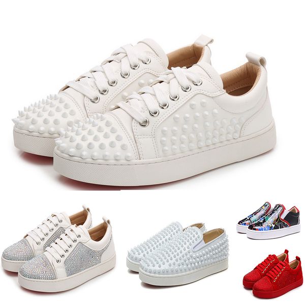 

hand made red bottom spike shoes 2019 mix lace up designer shoes loafers slip on leather suedue luxury casual shoes 001