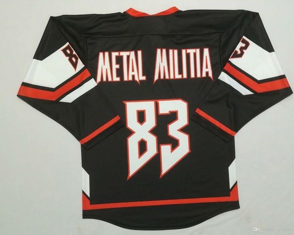 

custom men's metallica pro style hockey jerseys metal militia embroidery stitched customize any number your name women's youth, Black