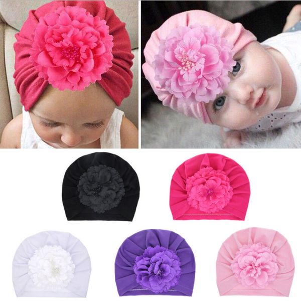 

new children baby stretch flower turban caps & hats headbands bandanas kids girls head wrap headwear hair accessories ing, Yellow