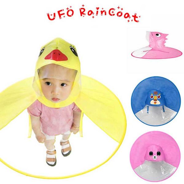 

ufo children's raincoat cute yellow duck rain cover waterproof for kids umbrella cover girl boy rain jacket child poncho cloak ojysj, Red;brown