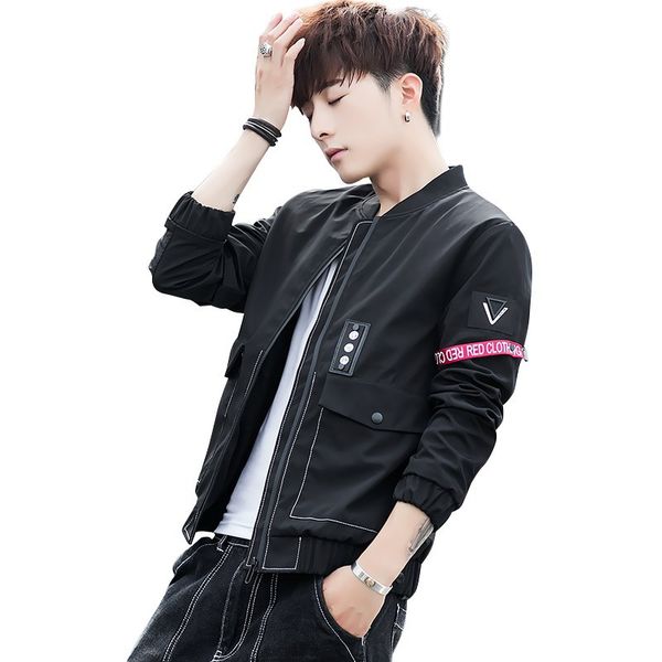 

japanese autumn masculine black armygreen bomber jacket streetwear hip hop slim fit pilot biker jacket coat men jackets big size, Black;brown