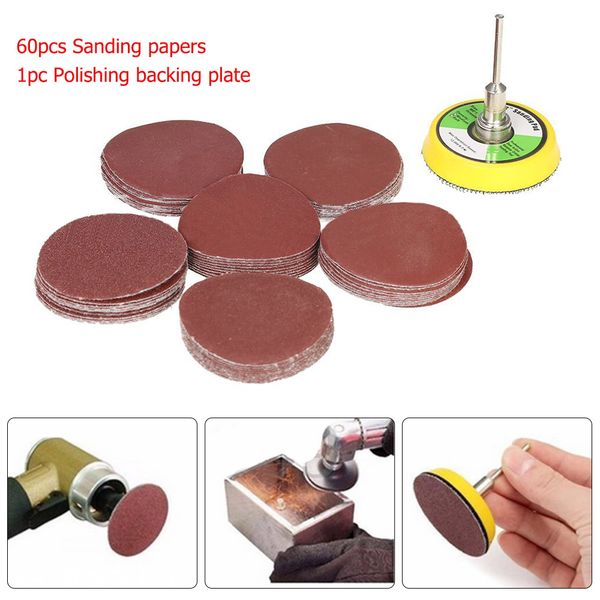 

60pcs 2inch 50mm sanding papers + polishing backing plate abrasive sanding discs with polishing baking plate for tools