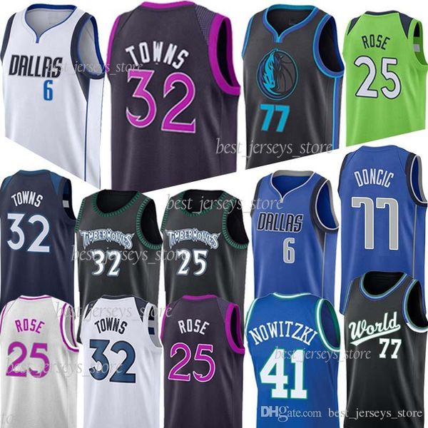 

doncic 77 jersey ncaa 6 nowitzki 41 rose 25 wiggins 22 butler 23 towns 32 maillots de basketall jerseys, Black