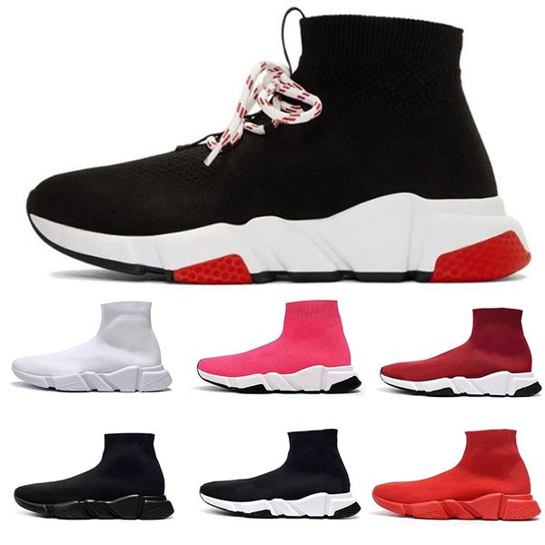 

мода дизайнер обуви носок кроссовки stretch mesh высокого высокого качества для женщин людей черный белый серый красный блеск runner плоские, Black