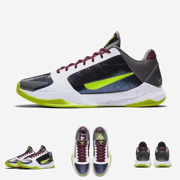 

2020 new arrival zoom kb 5 protro chaos purple white green luxury basketball shoes for mens weave venom kb 5s ep sports sneakers, White;red