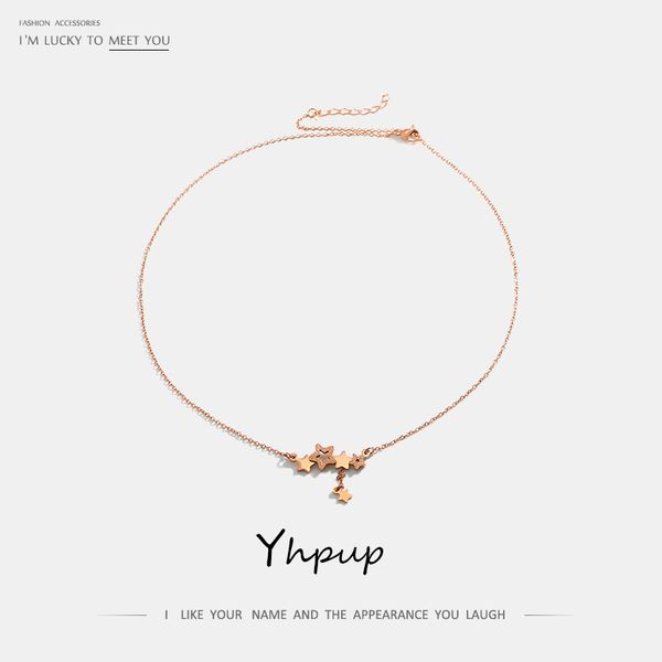 

yhpup rose gold star hollow geometric 316l stainless steel necklace classic tassel pendant jewelry women party accessories gift, Silver