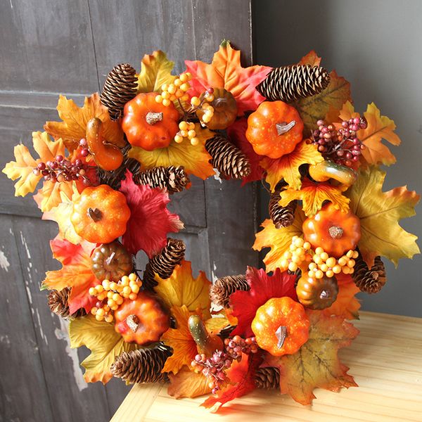 

40cm halloween pumpkin berry fall door wreath door wall ornament