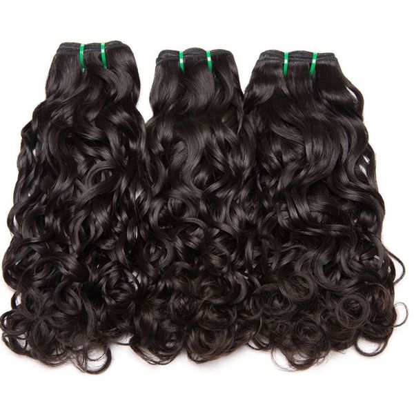 

28 "brazilian weave 3 bundles water wave natural color human hair remy extensions, Black;brown
