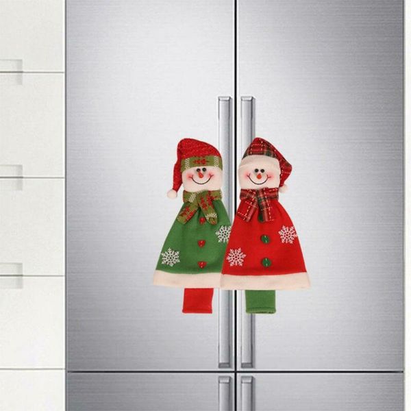 

2 plugs cute christmas decoration refrigerator door handle covers kitchen appliance microwave oven protector christmas decor