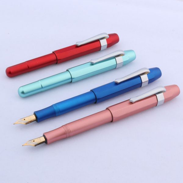 

vintage brass octagon pocket fountain pen full metal travel bag caneta stationery office school supplies pen