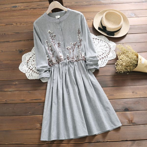 

2019 женская талия с длинным рукавом студенческое платье, Black;gray