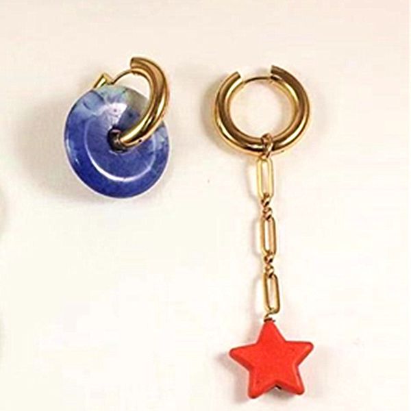 

boho korean green mismatched quartz l hoop earrings aretes 2020 new freshwater pearl dangle drop earrings for women, Golden;silver