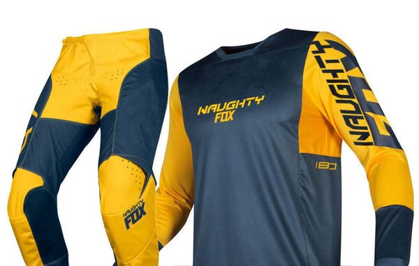 

2019 naughty mx 180 prizm navy yellow gear set motocross dirt bike off-road racing jersey pants combo, Black;blue