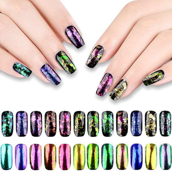 

cross-border for style manicure brocade transparent chameleon nails mirror mirror coarse fireworks, Silver;gold