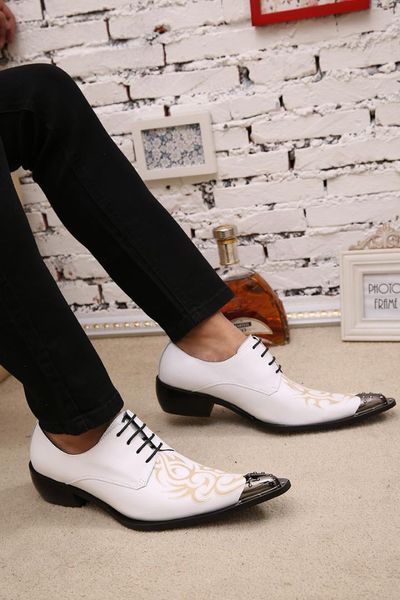 

fashion carving mens white wedding leather shoes men pointed toe lace-up dress shoes man leisure party, Black