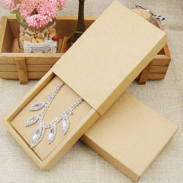 

48pcs 4.5*3.15*1.0inch kraft paper jewelry display box custom logo printed necklace pendant box earring package cardboard