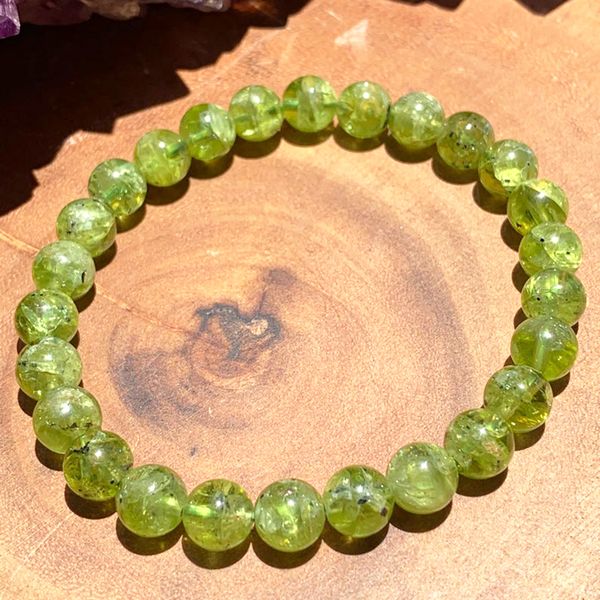 

wholesale 8 mm genuine peridot bracelet chakra healing energy bracelet for women aura protection ing, Golden;silver