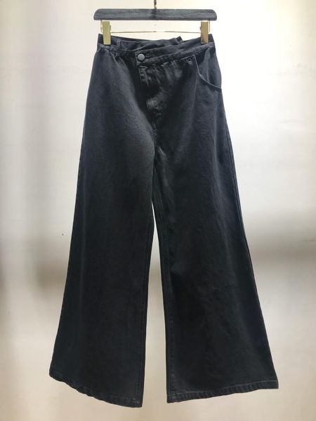 

2019 ladies fashion loose waist wide leg jeans 1117, Blue