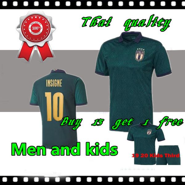 

european league 2019 2020 italy third soccer jerseys cup 19 20 italia maglie da calcio verratti jorginho romagnoli man + kids football shirt, Black;yellow